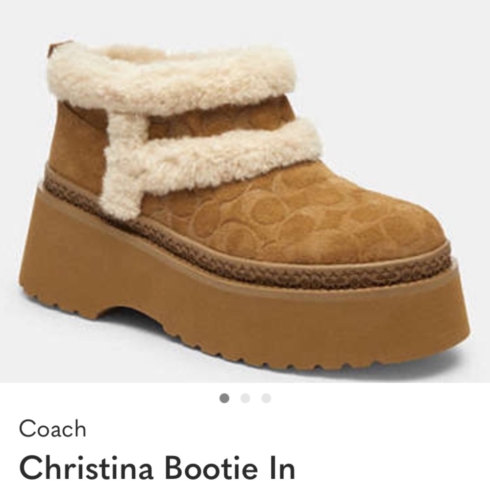 Coach Brown Shearling Platform Booties